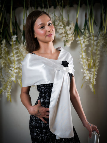 Ivory Satin Wrap Shawl