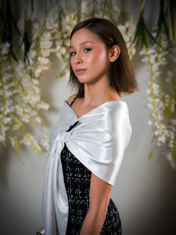 Ivory Satin Wrap Shawl