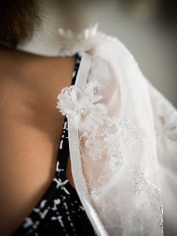 Embroidered Sheer Attachable Puff Sleeves
