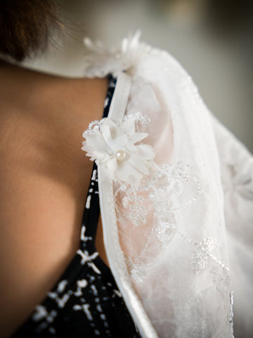 Embroidered Sheer Attachable Puff Sleeves