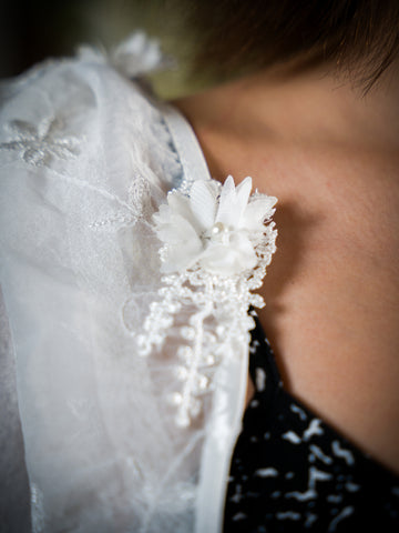 Embroidered Sheer Attachable Puff Sleeves