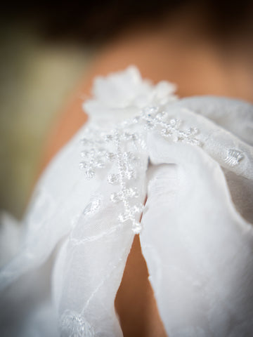 Embroidered Sheer Attachable Puff Sleeves