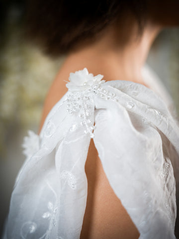 Embroidered Sheer Attachable Puff Sleeves