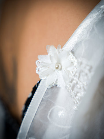 Embroidered Sheer Attachable Puff Sleeves