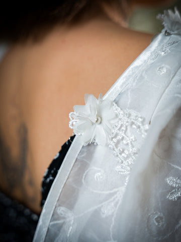 Embroidered Sheer Attachable Puff Sleeves