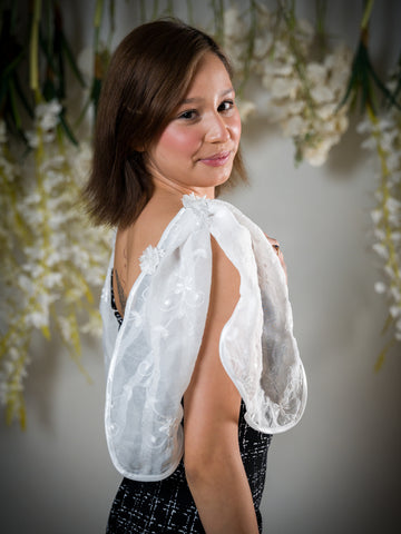 Embroidered Sheer Attachable Puff Sleeves