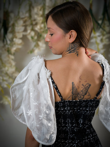 Embroidered Sheer Attachable Puff Sleeves