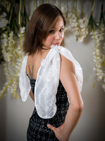 Embroidered Sheer Attachable Puff Sleeves