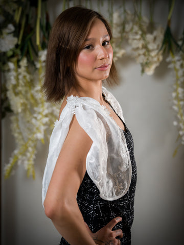 Embroidered Sheer Attachable Puff Sleeves