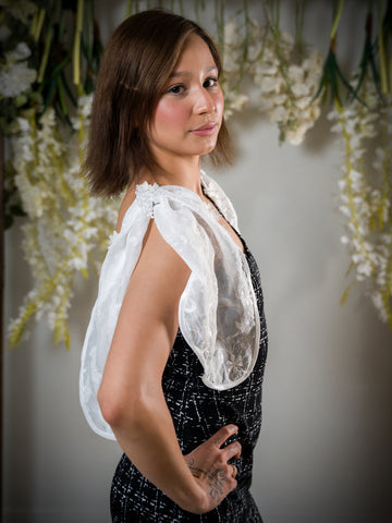 Embroidered Sheer Attachable Puff Sleeves