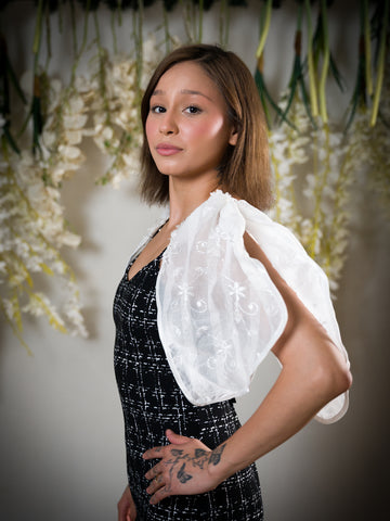 Embroidered Sheer Attachable Puff Sleeves