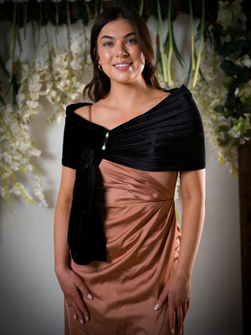 Elegant Black velvet Shoulder Wrap