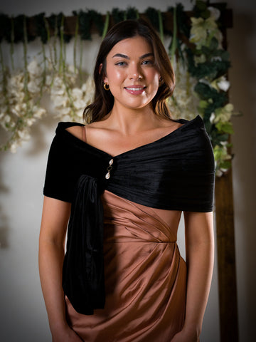 Elegant Black velvet Shoulder Wrap