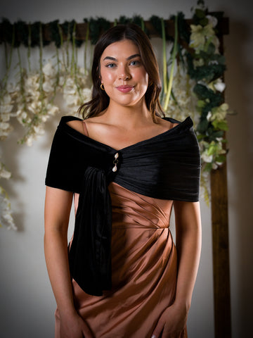 Elegant Black velvet Shoulder Wrap