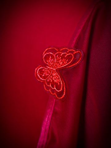 Sheer Red, Detachable Sleeves.