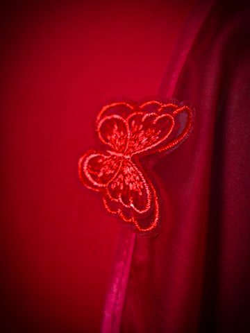 Sheer Red, Detachable Sleeves.
