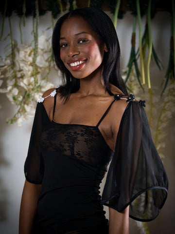 Sheer attachable black Sleeves with fancy fasteners!