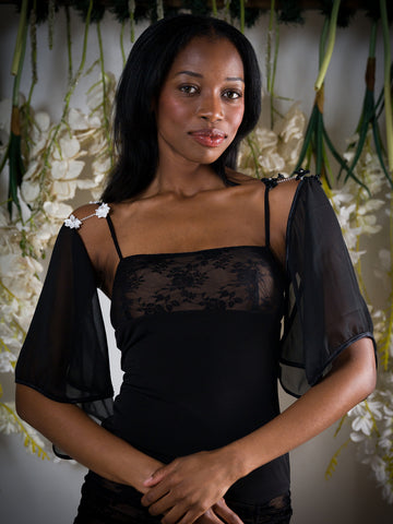Sheer attachable black Sleeves with fancy fasteners!