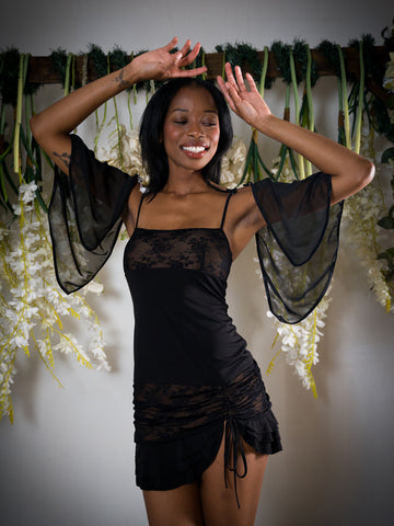 Sheer attachable black Sleeves with fancy fasteners!