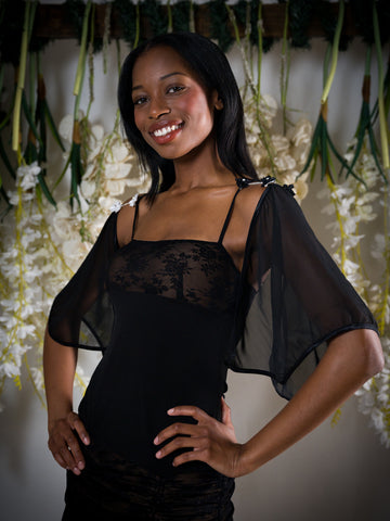 Sheer attachable black Sleeves with fancy fasteners!