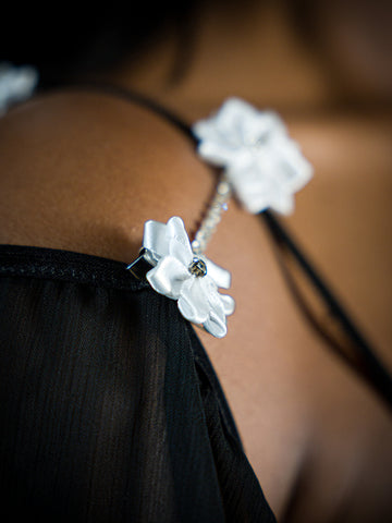 Sheer attachable black Sleeves with fancy fasteners!