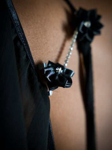 Sheer attachable black Sleeves with fancy fasteners!