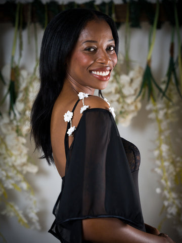 Sheer attachable black Sleeves with fancy fasteners!