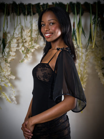 Sheer attachable black Sleeves with fancy fasteners!