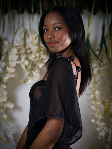 Sheer attachable black Sleeves with fancy fasteners!
